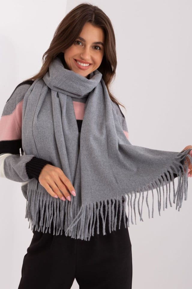 Love Lace Love Lace Women's Warm Soft Extra Long Winter Scarf with Decorative Tassels Wool in Grey - 2