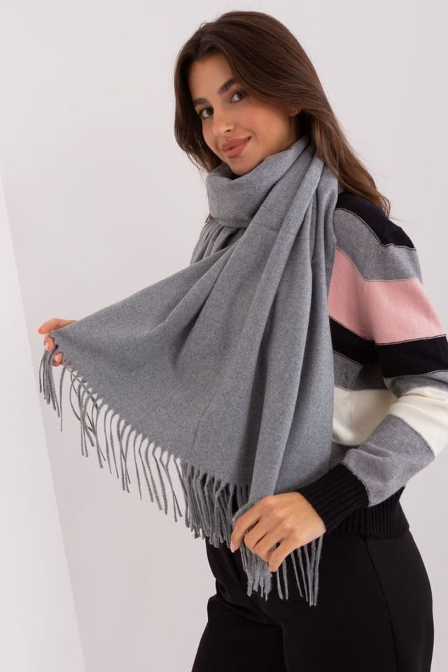 Love Lace Love Lace Women's Warm Soft Extra Long Winter Scarf with Decorative Tassels Wool in Grey - 3