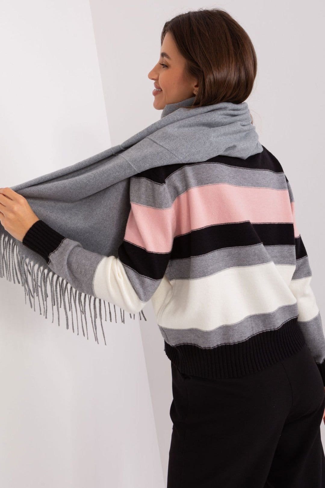 Love Lace Love Lace Women's Warm Soft Extra Long Winter Scarf with Decorative Tassels Wool in Grey - 4