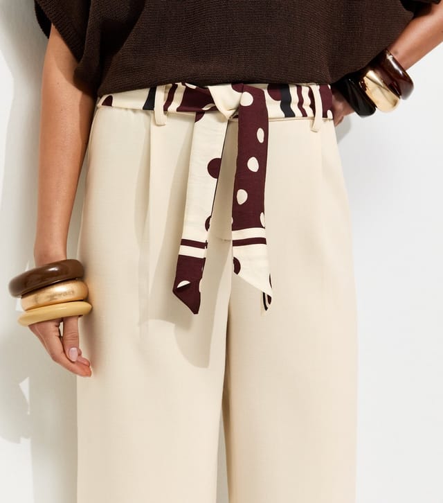 New Look Women's Stone Tailored Wide Leg Scarf Belt Trousers New Look - 2