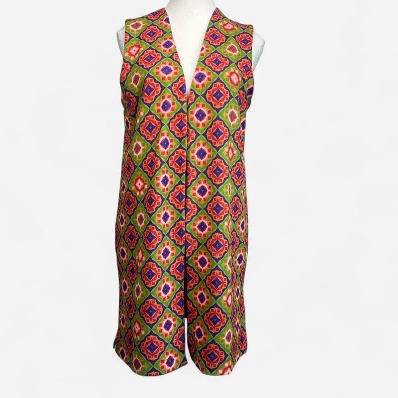 Never Fully Dressed Pink Geometric Print Longline Blazer Vest UK
