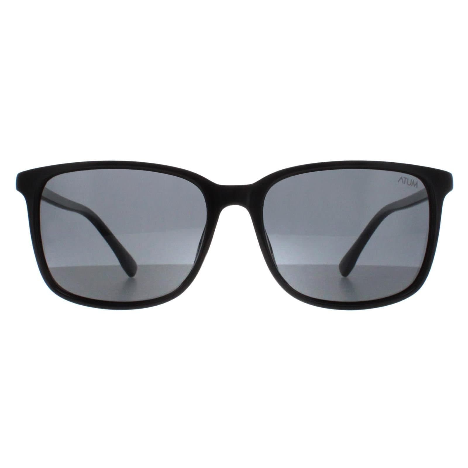 Atum Atum Men's Rectangle Shiny Black Smoke Grey Quill Sunglasses