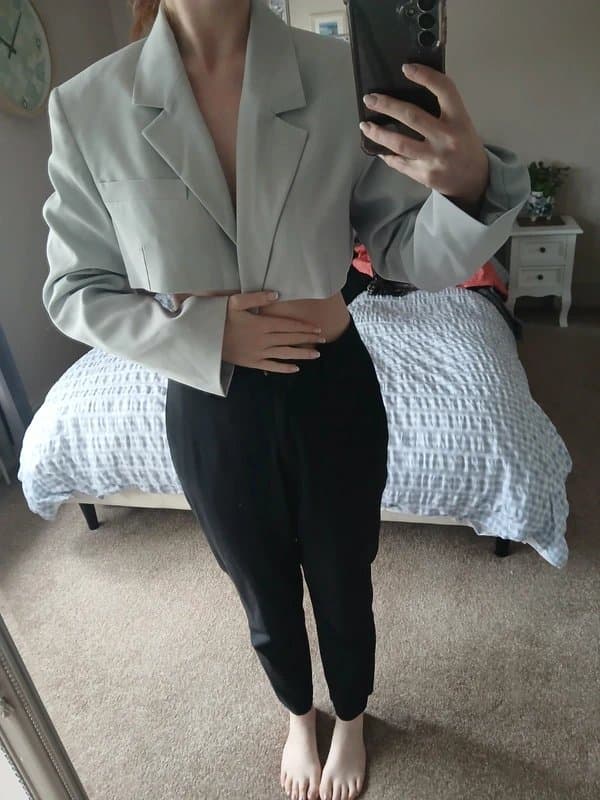 Bershka Light pale blue cropped blazer size small