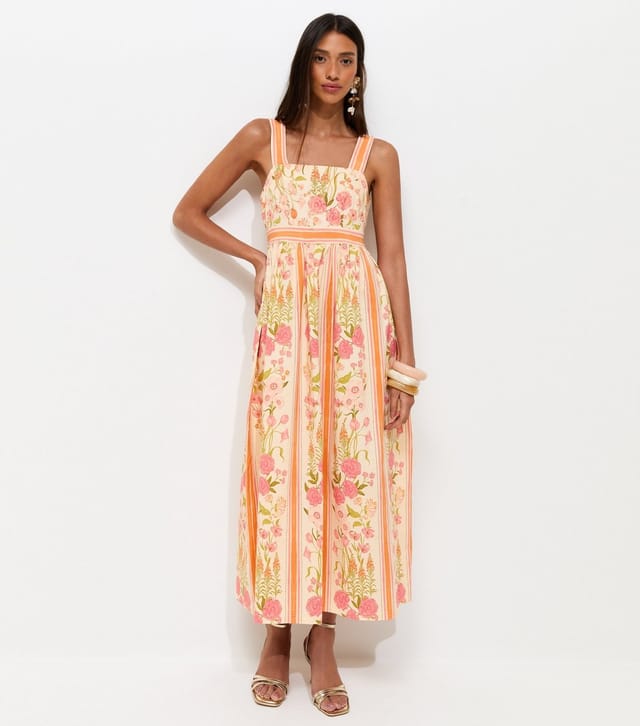 New Look Women's Orange Border Floral Print Midi Dress New Look - 2