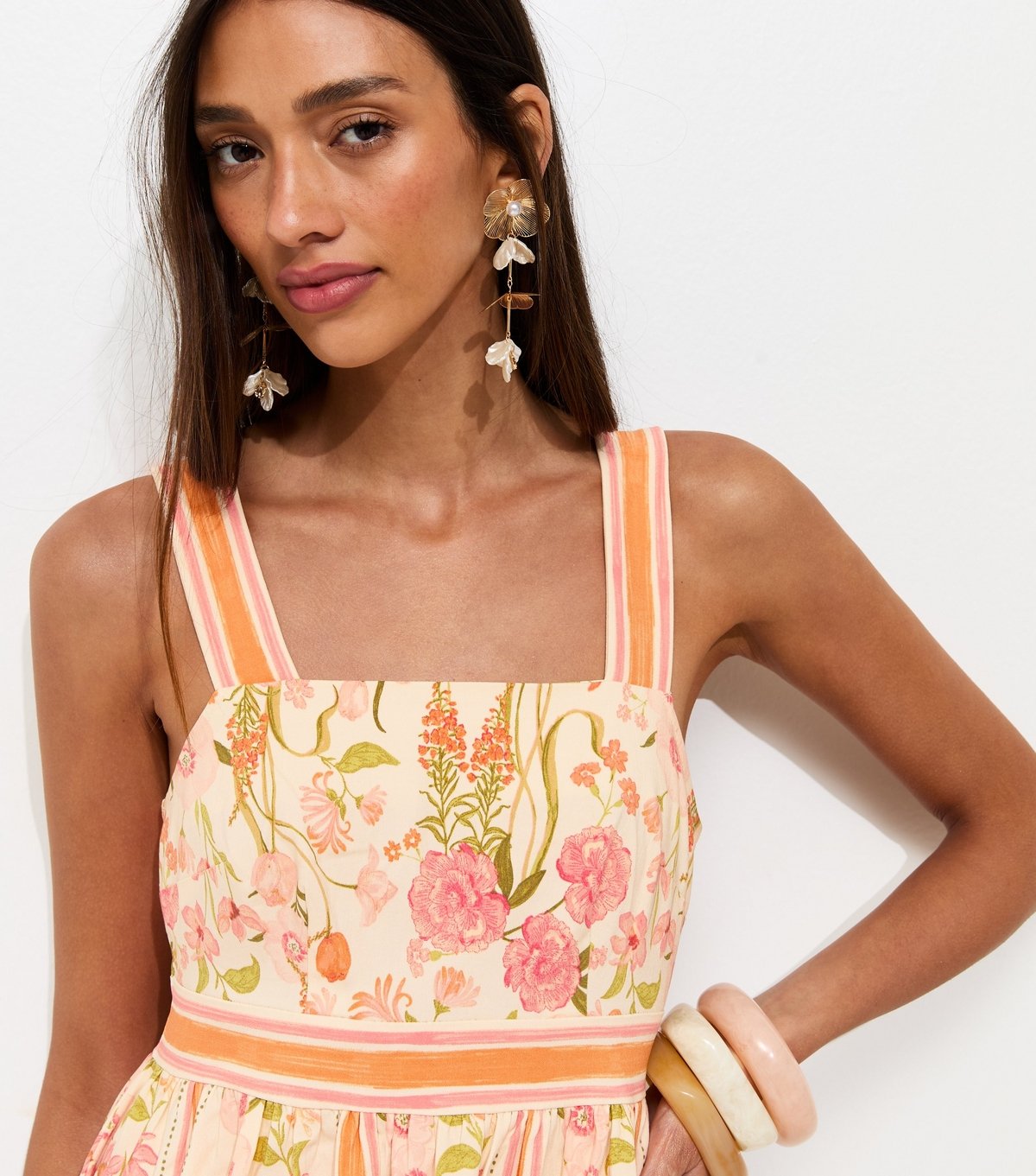 New Look Women's Orange Border Floral Print Midi Dress New Look - 4