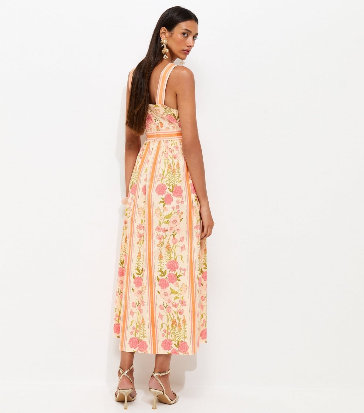 New Look Women's Orange Border Floral Print Midi Dress New Look - 4