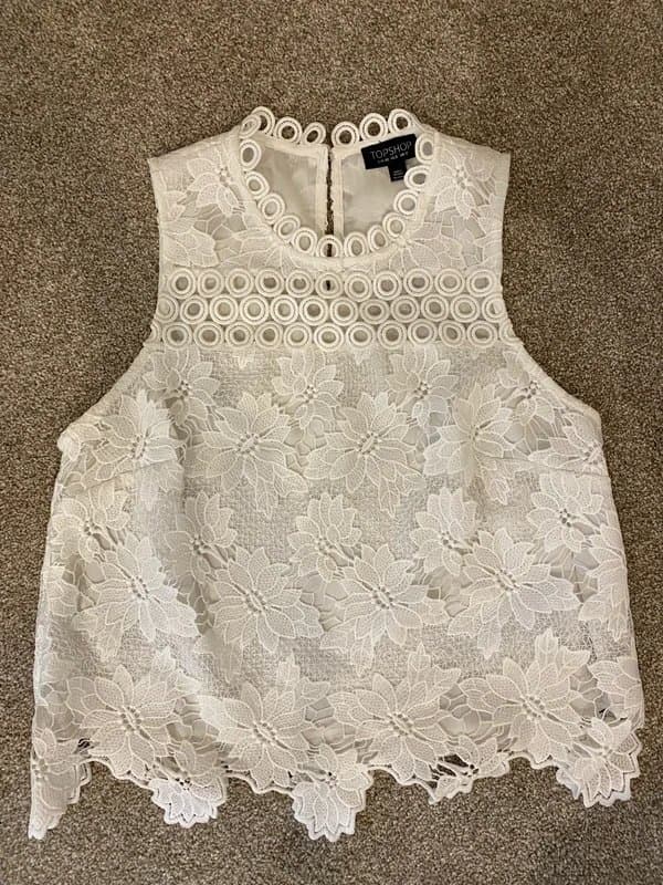 Topshop Topshop white drill detail top