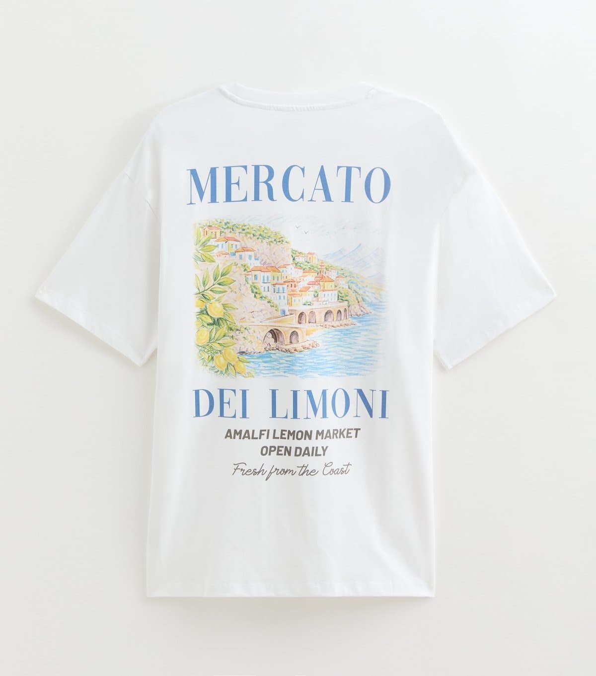 New Look Men's White Cotton Regular Fit Fresh From The Coast Graphic Print T-Shirt New Look