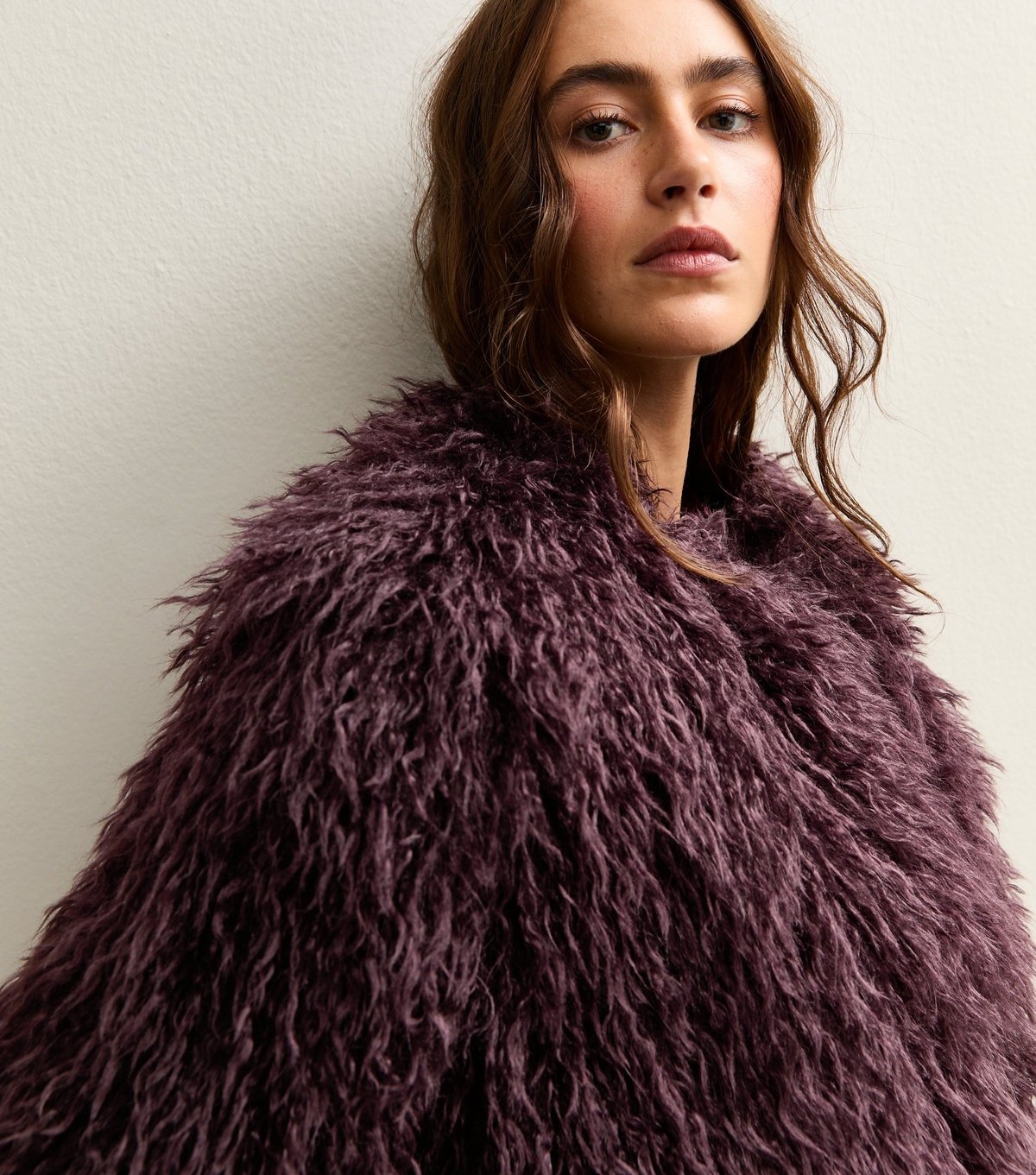 New Look Women's Dark Burgundy Faux Fur Midi Coat New Look - 3