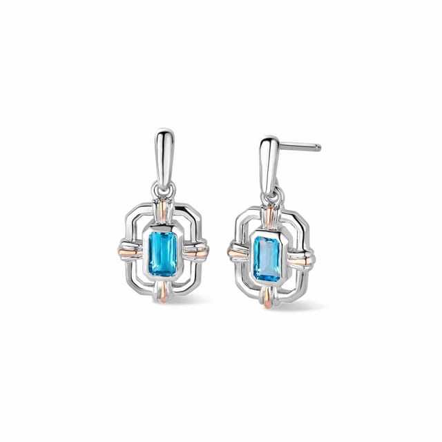 Clogau Clogau Women's Royal Sterling Silver Gateways Drop-Stud Earrings with Swiss Blue Topaz in Metallics - 2