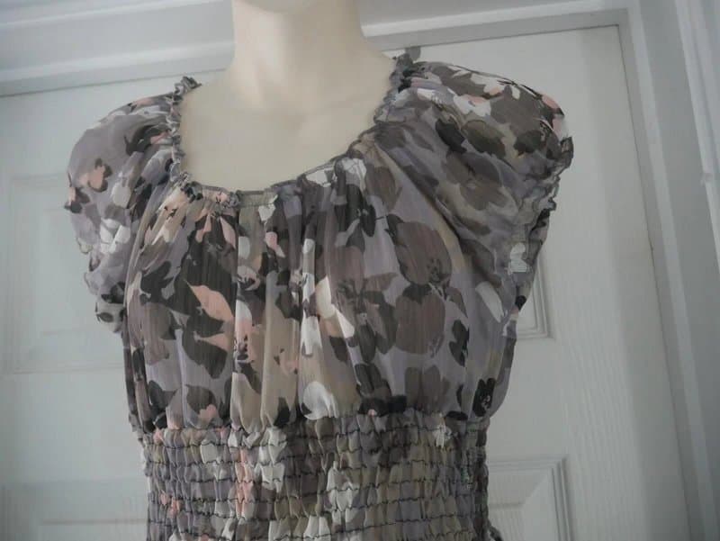 Carbon Carbon Blouse Ladies Size 16 Grey Floral Lace Hem Chiffon Top Summer Holiday New