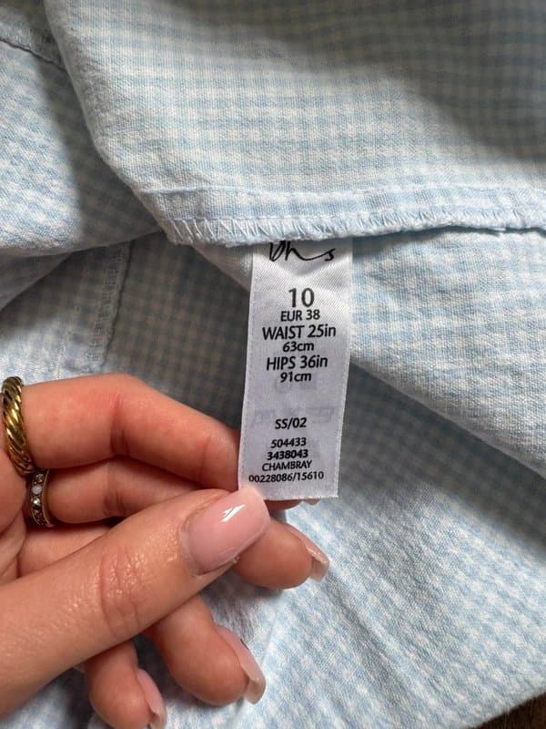 Bhs Cutest Vintage 2000s old label Bhs baby blue gingham picnic midi skirt