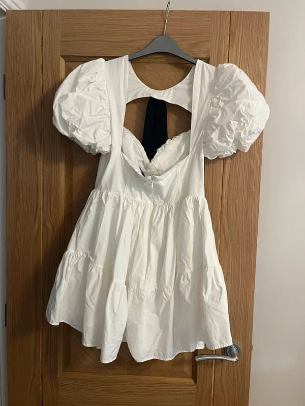 Asos luxe ASOS Luxe puff sleeve corsetted mini skater dress in white Size 12