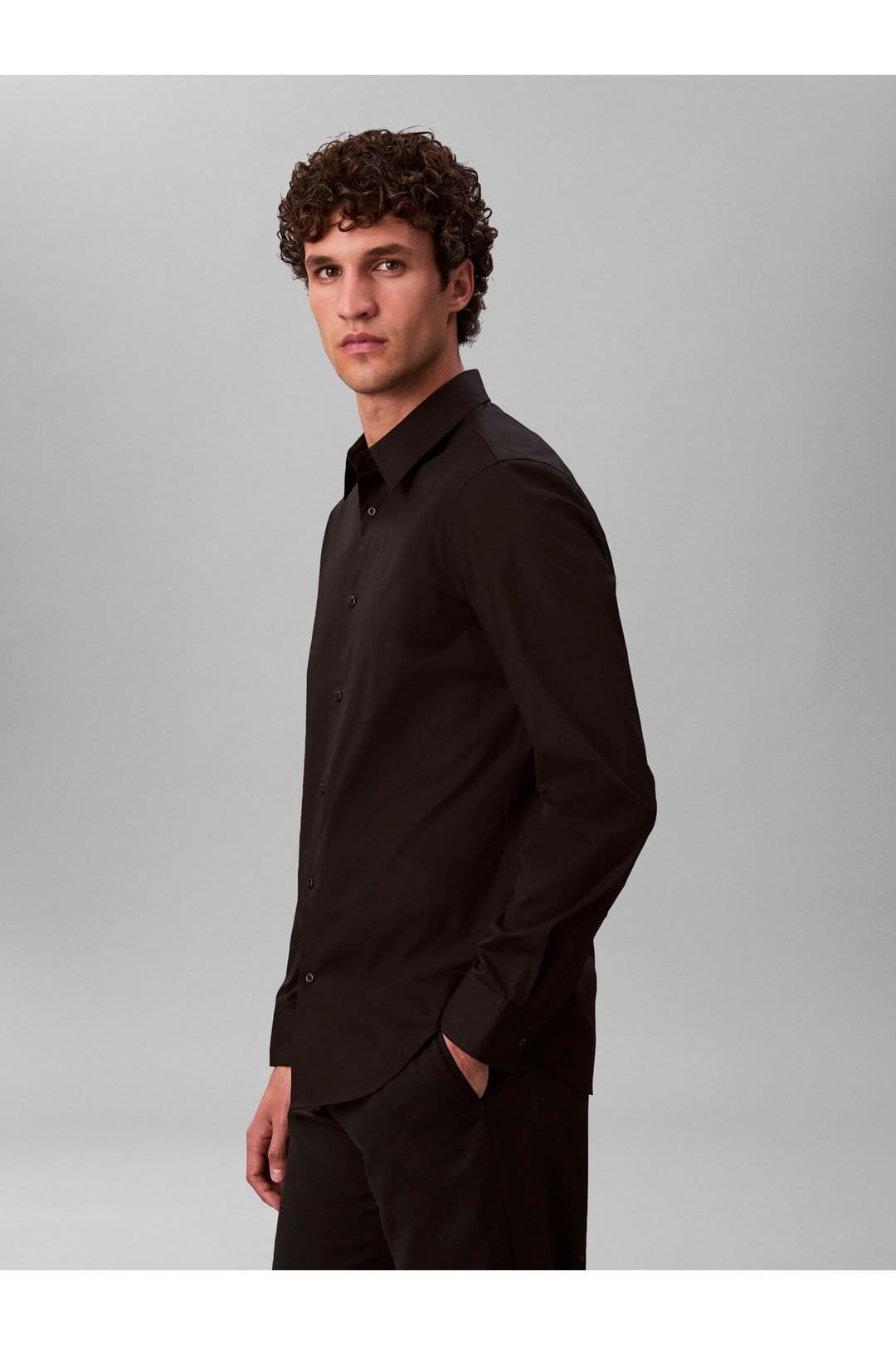 Calvin Klein Calvin Klein Men's Stretch Slim Shirt Black - 4