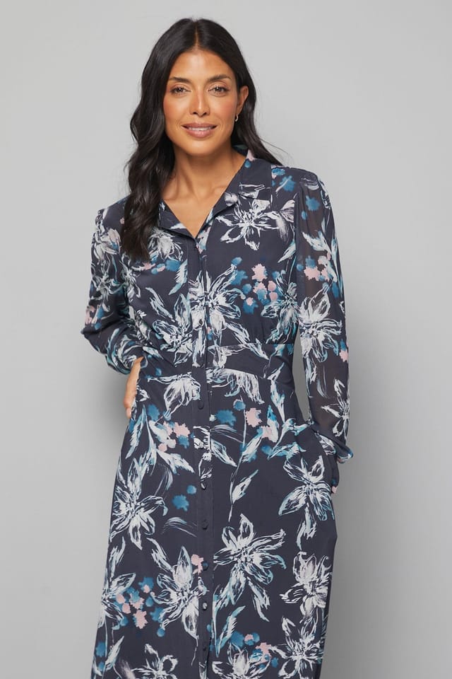 Wallis Wallis Women's Floral Mesh Dress in Black - 2
