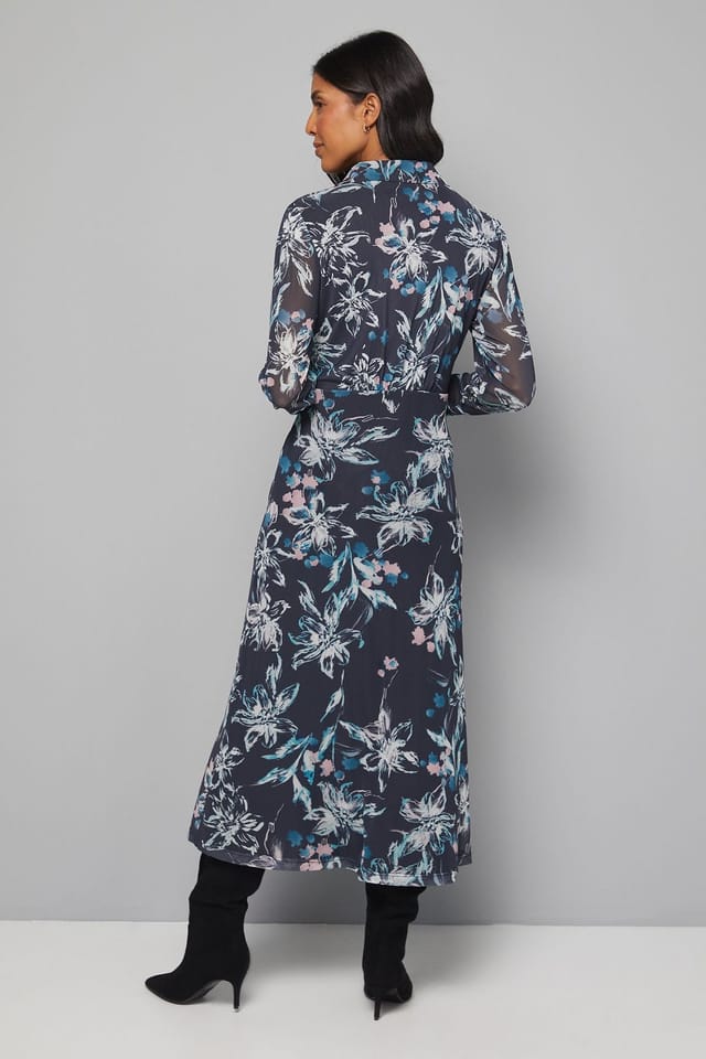 Wallis Wallis Women's Floral Mesh Dress in Black - 3