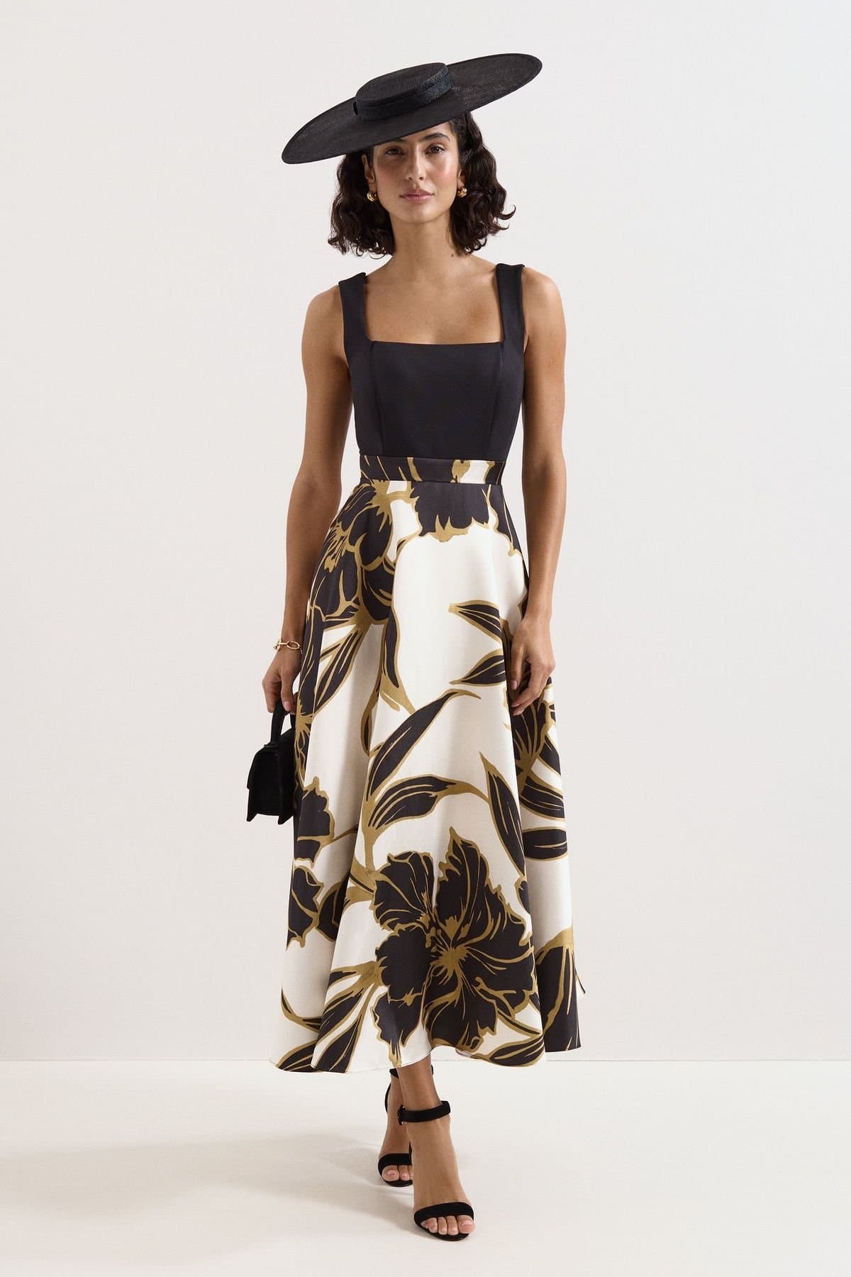 Phase Eight Phase Eight Women's Petite Delie Floral Print Midi Dress in Black
