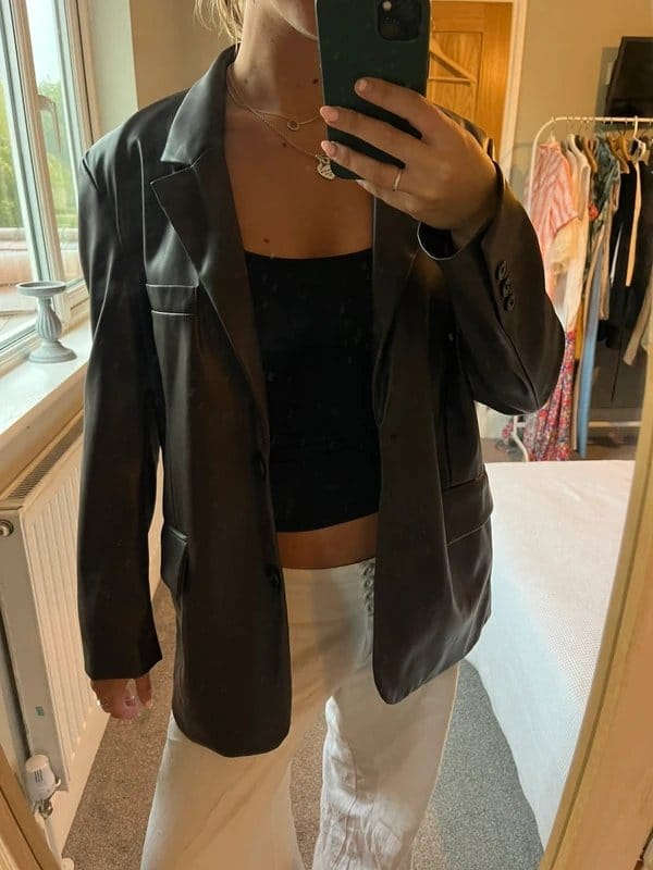 Bershka Brown Leather Blazer