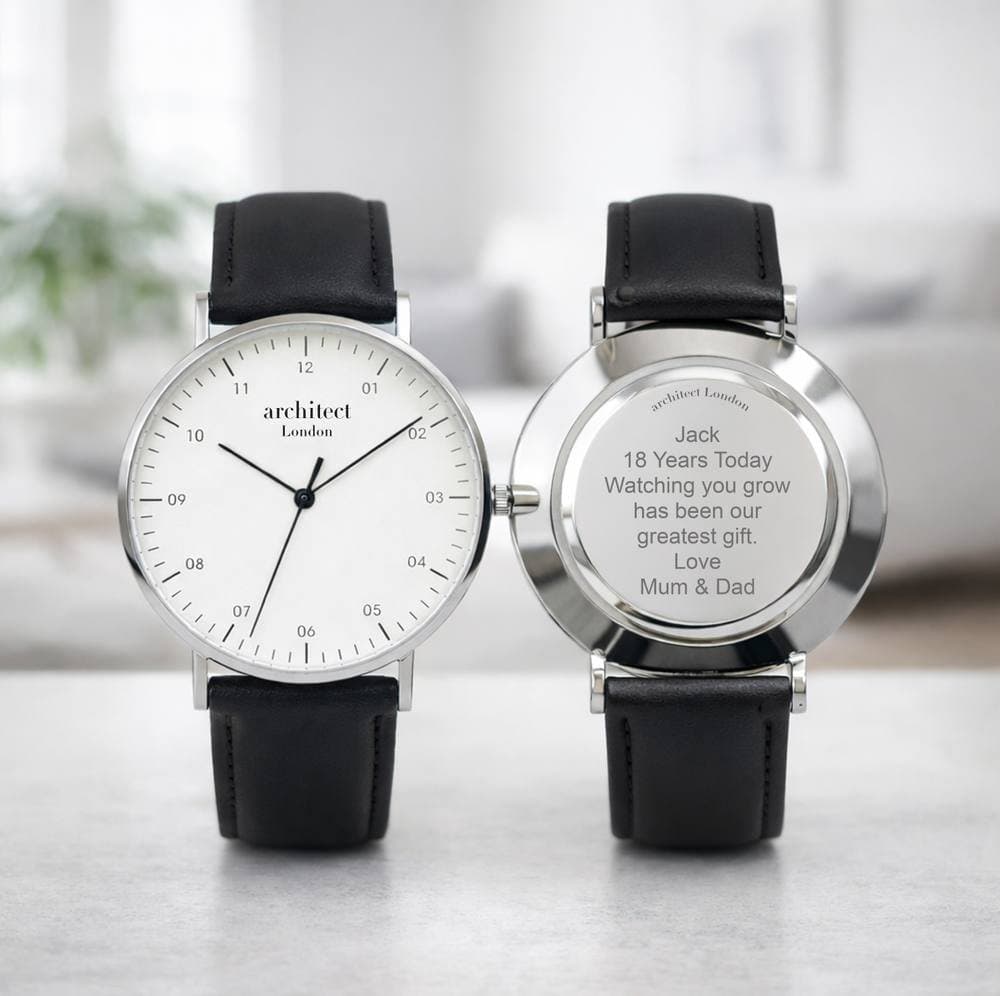 Wear We Met Wear We Met Men's Personalised Architect London Zephyr Watch - Engraved Gift in Black