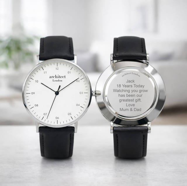 Wear We Met Wear We Met Men's Personalised Architect London Zephyr Watch - Engraved Gift in Black - 2