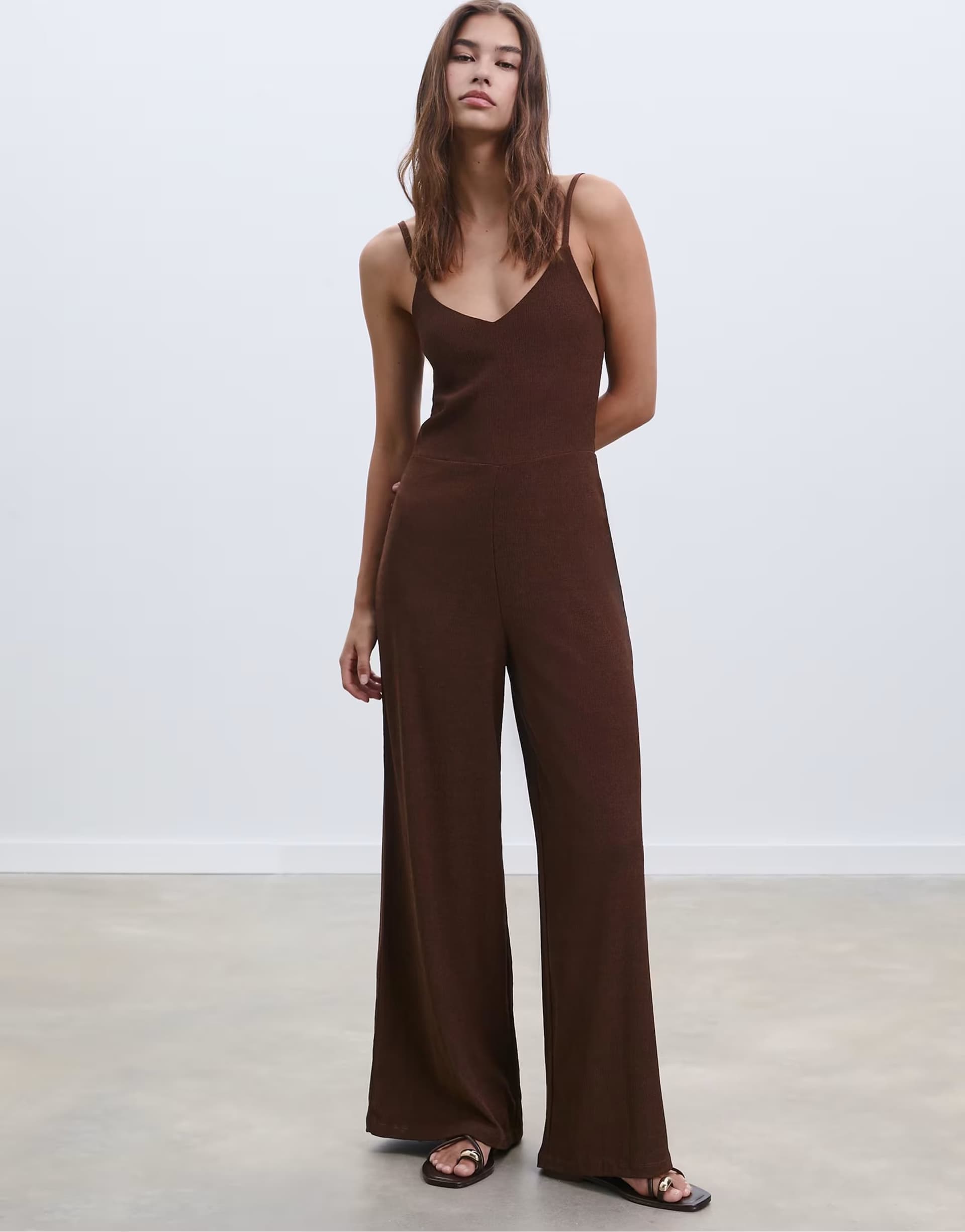 ASOS Stradivarius strappy jumpsuit in brown