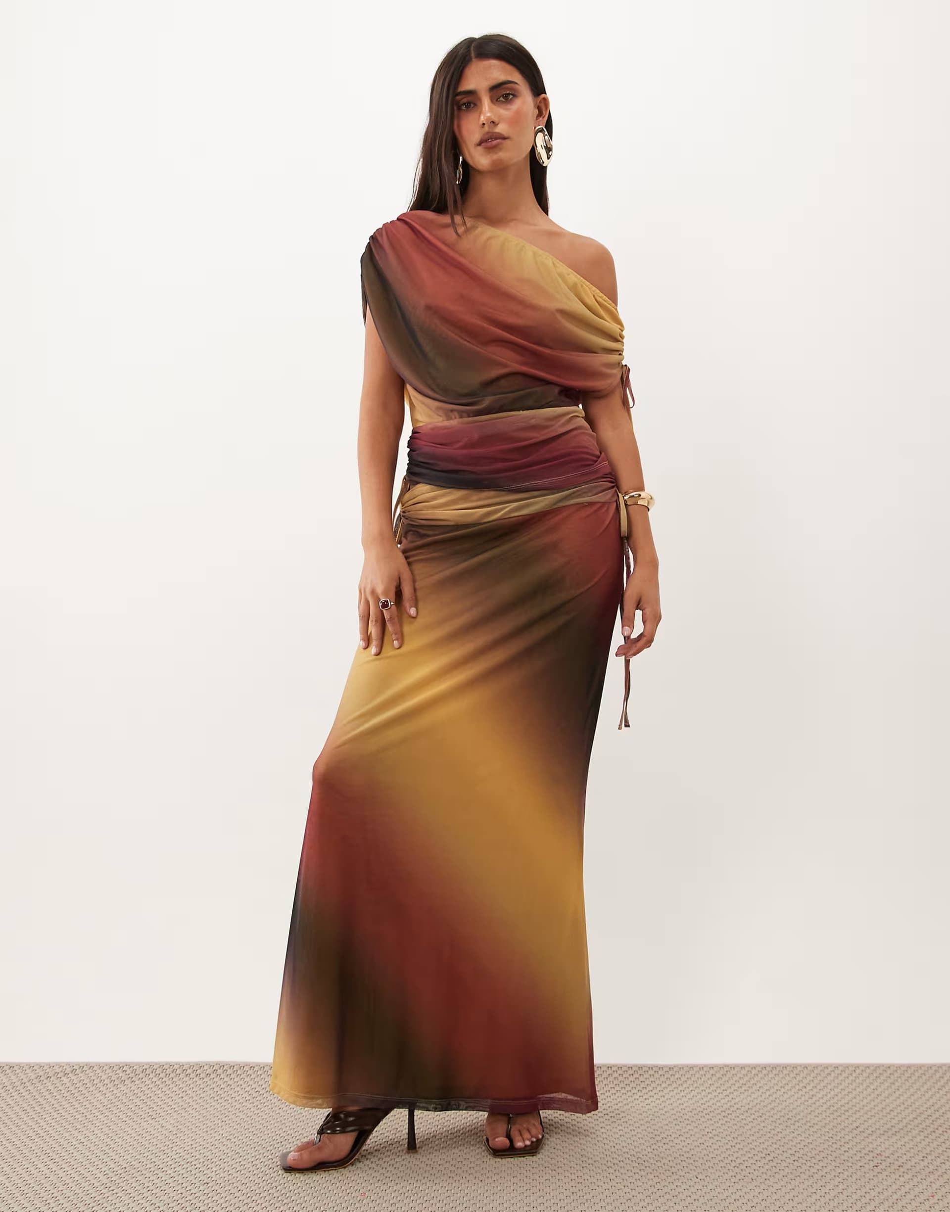 ASOS ASOS DESIGN co-ord top & maxi skirt in striped ombre