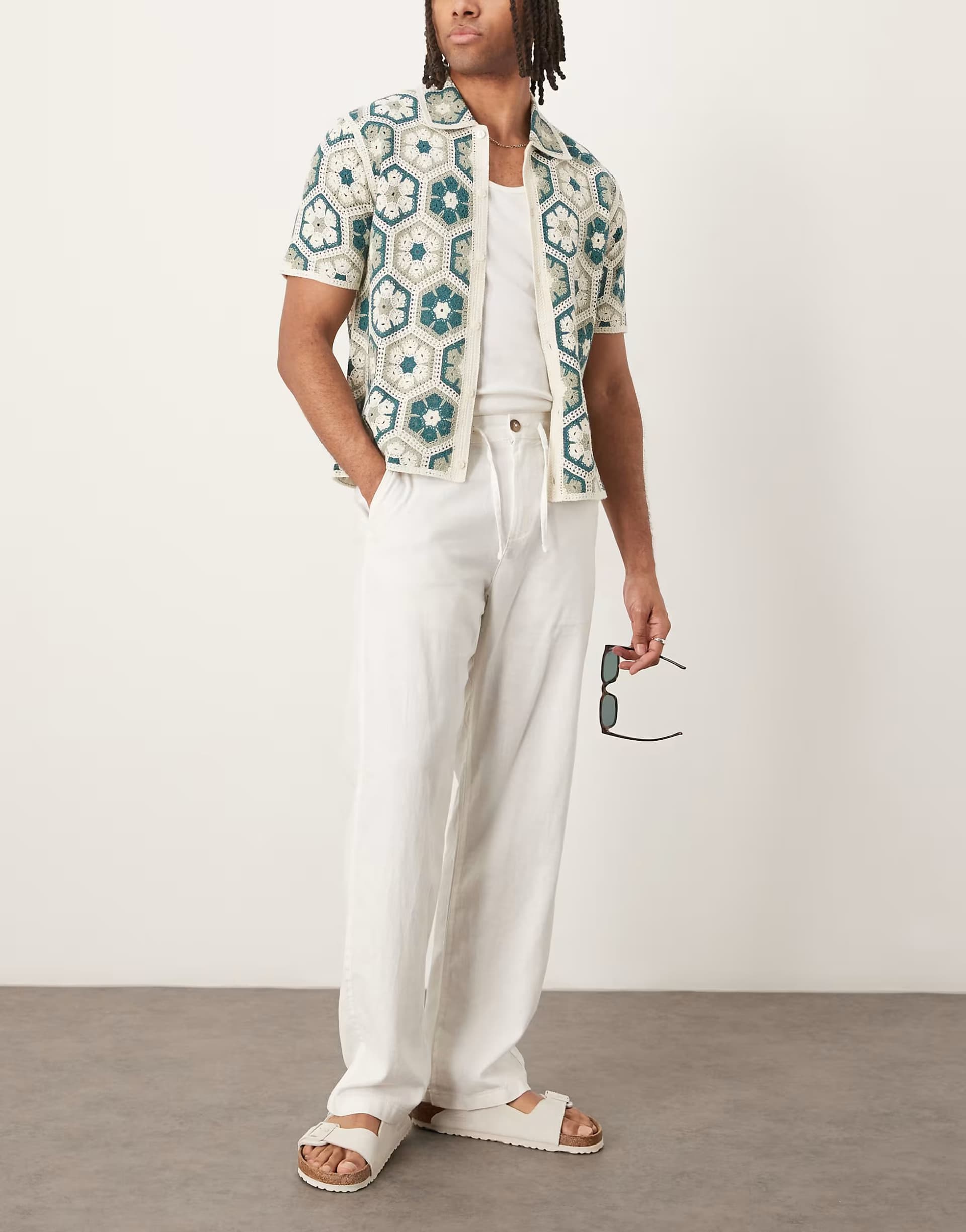 ASOS Selected Brody loose fit linen trouser in white
