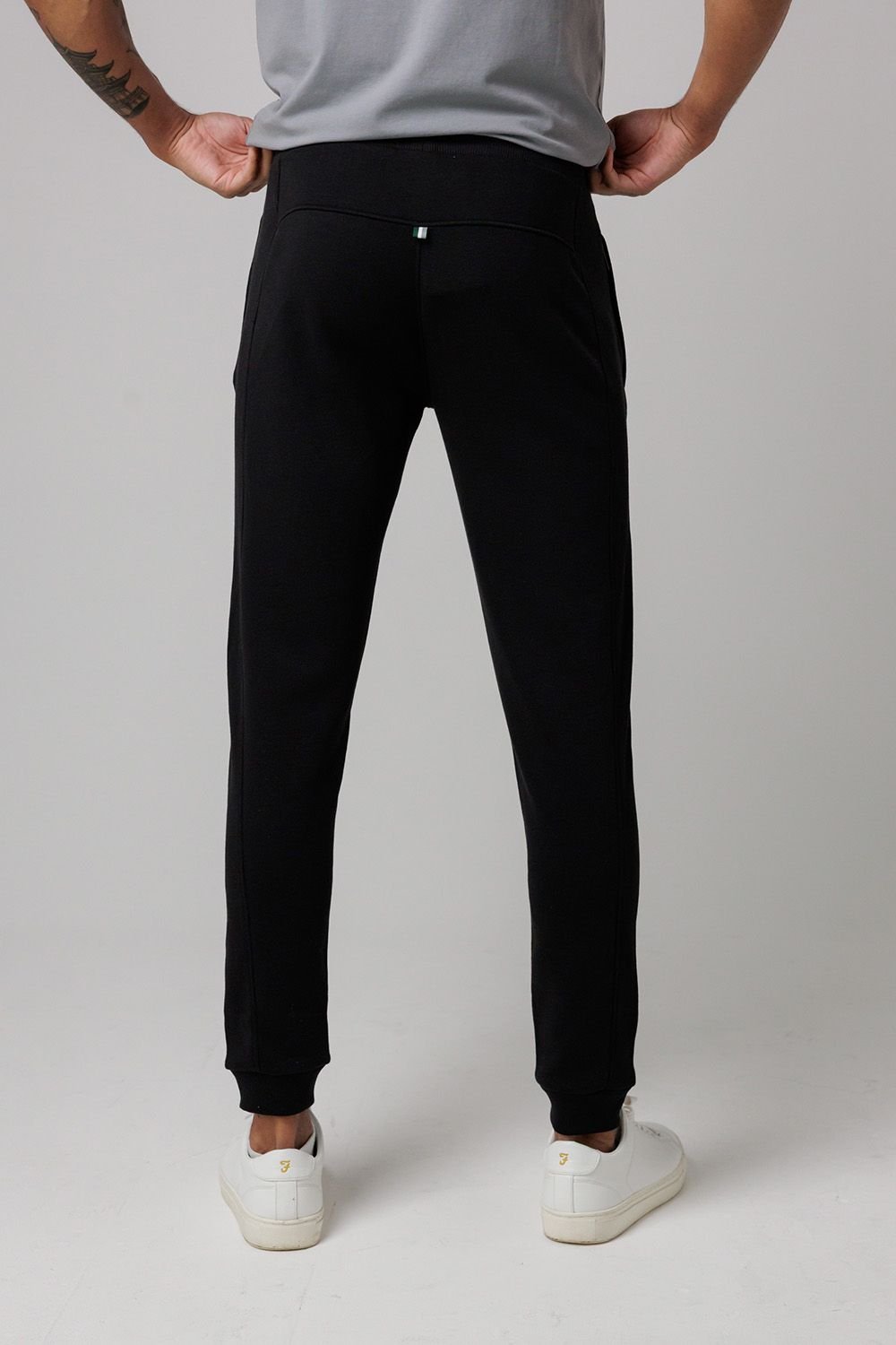 Santa Barbara Polo & Racquet Club Santa Barbara Polo & Racquet Club Men's Cotton Rich Joggers with Ribbed Side Panels & Drawstring Waist in Black - 2