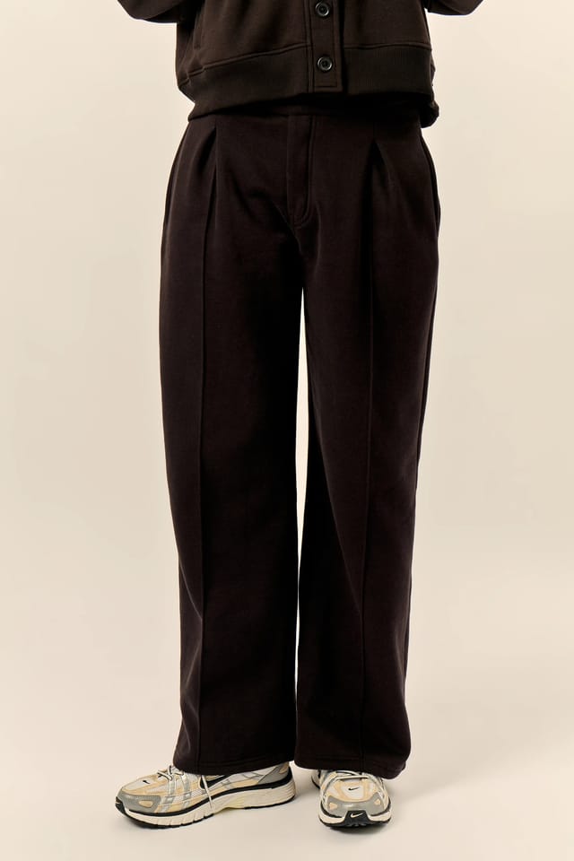 Kaiia Kaiia Pleat Detail Tailored Wide Leg Joggers Black - 3