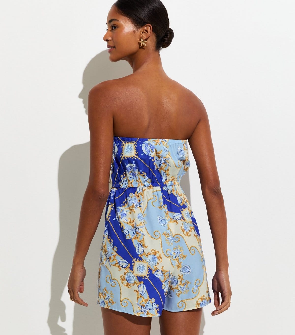 New Look Women's Blue Shell Print Beach Playsuit New Look - 4