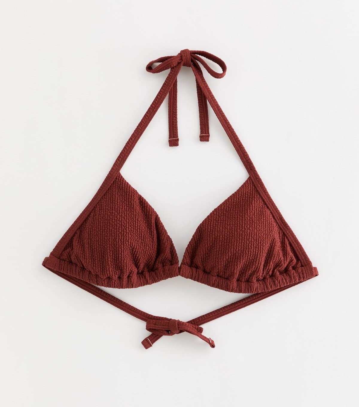 New Look Women's Dark Red Crinkle Triangle Bikini Top New Look