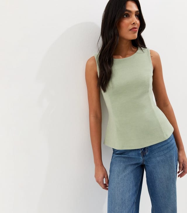 New Look Women's Light Green Soft Touch Peplum Vest New Look - 2