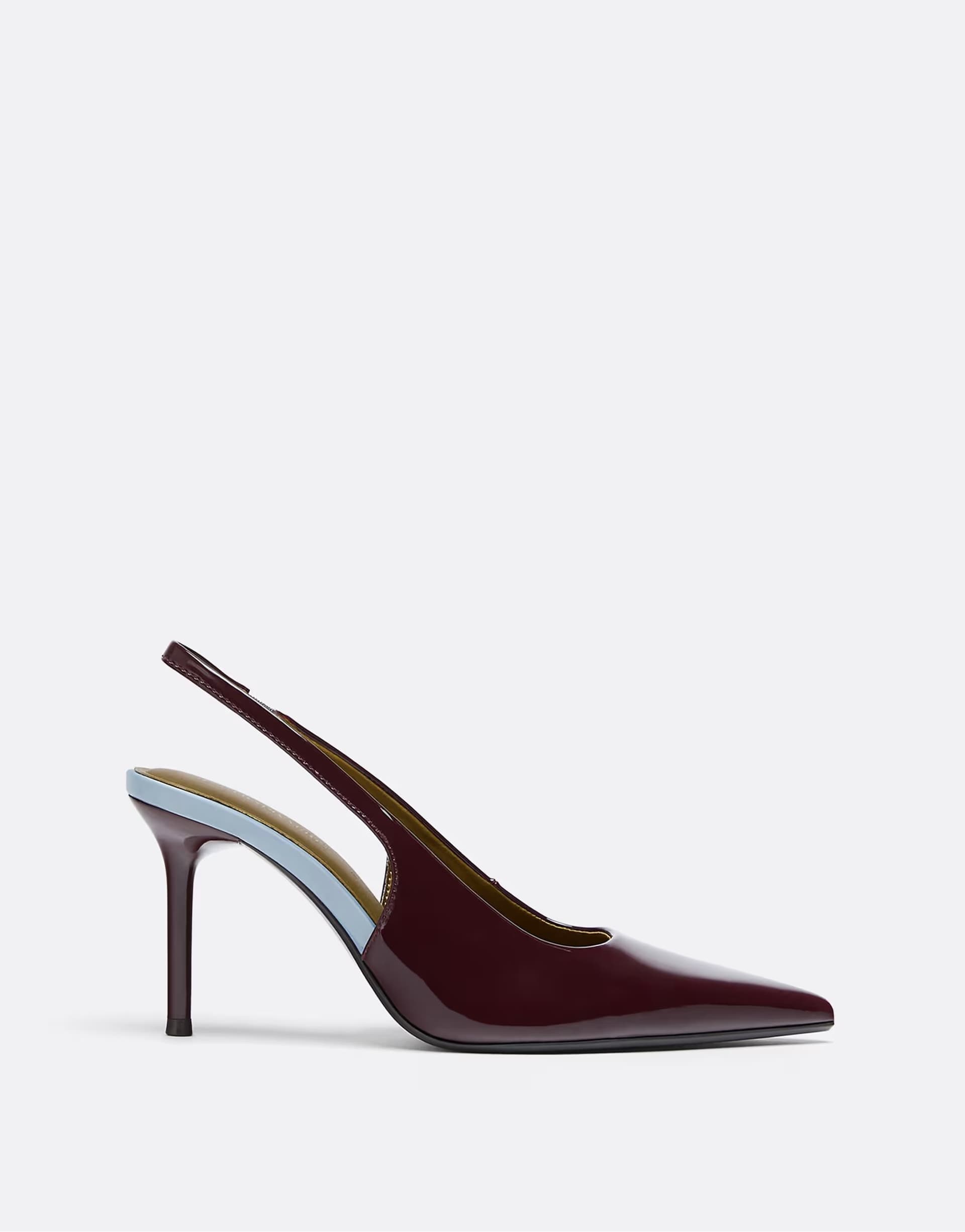 ASOS Stradivarius Tricolour slingback court shoes in burgundy