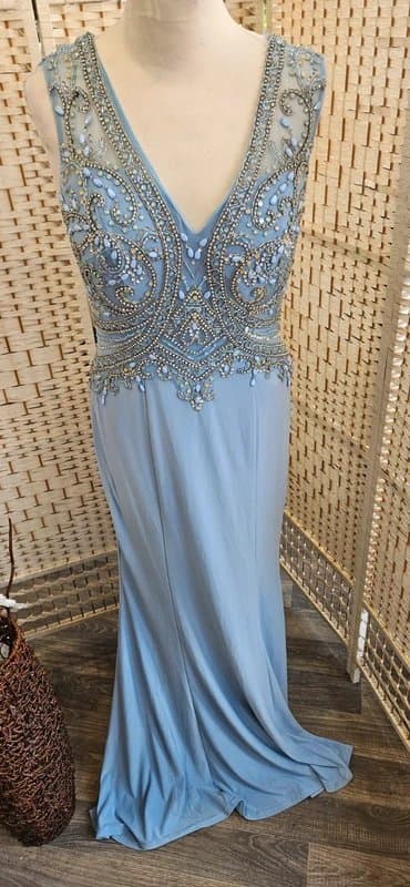 Dynasty Dynasty London powder blue embellished prom occassion dress size 10