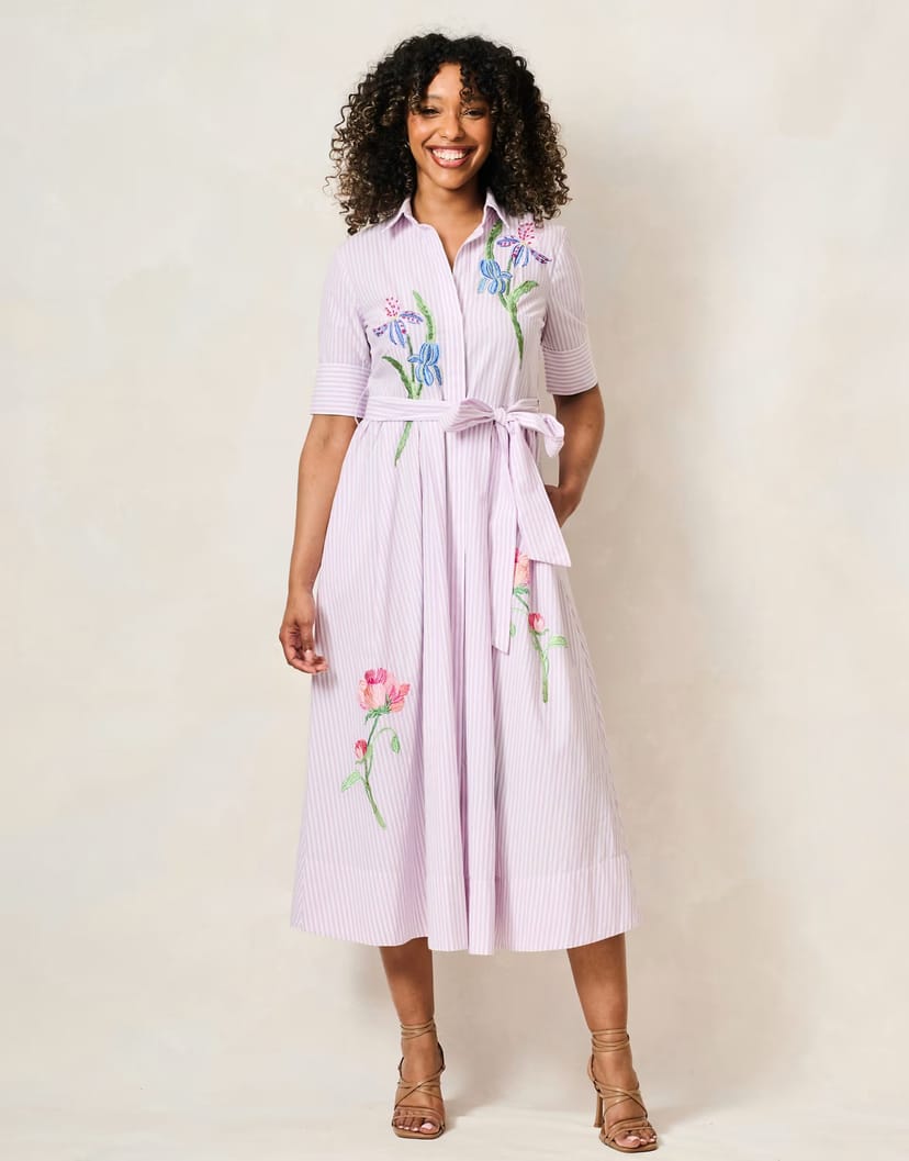 ASOS Hope & Ivy The merrin embellished high neck shirt dress with tie waist in lilac - 1