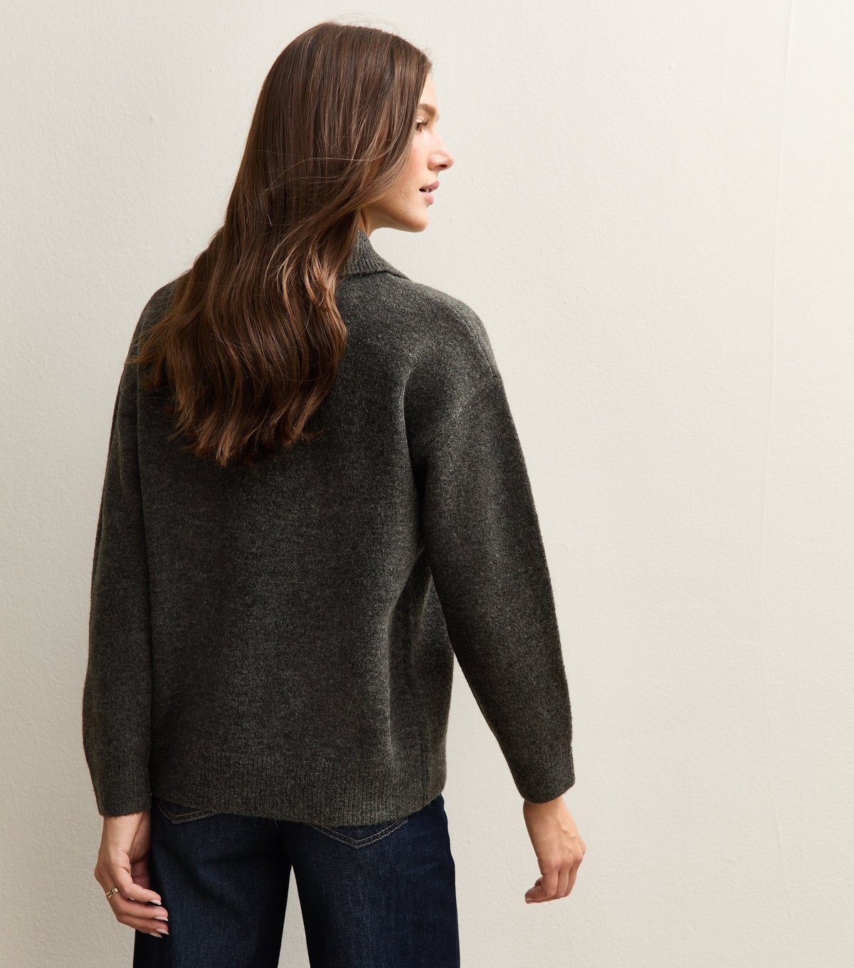 New Look Women's Dark Grey Brushed Knit Longline Polo Shirt New Look - 4