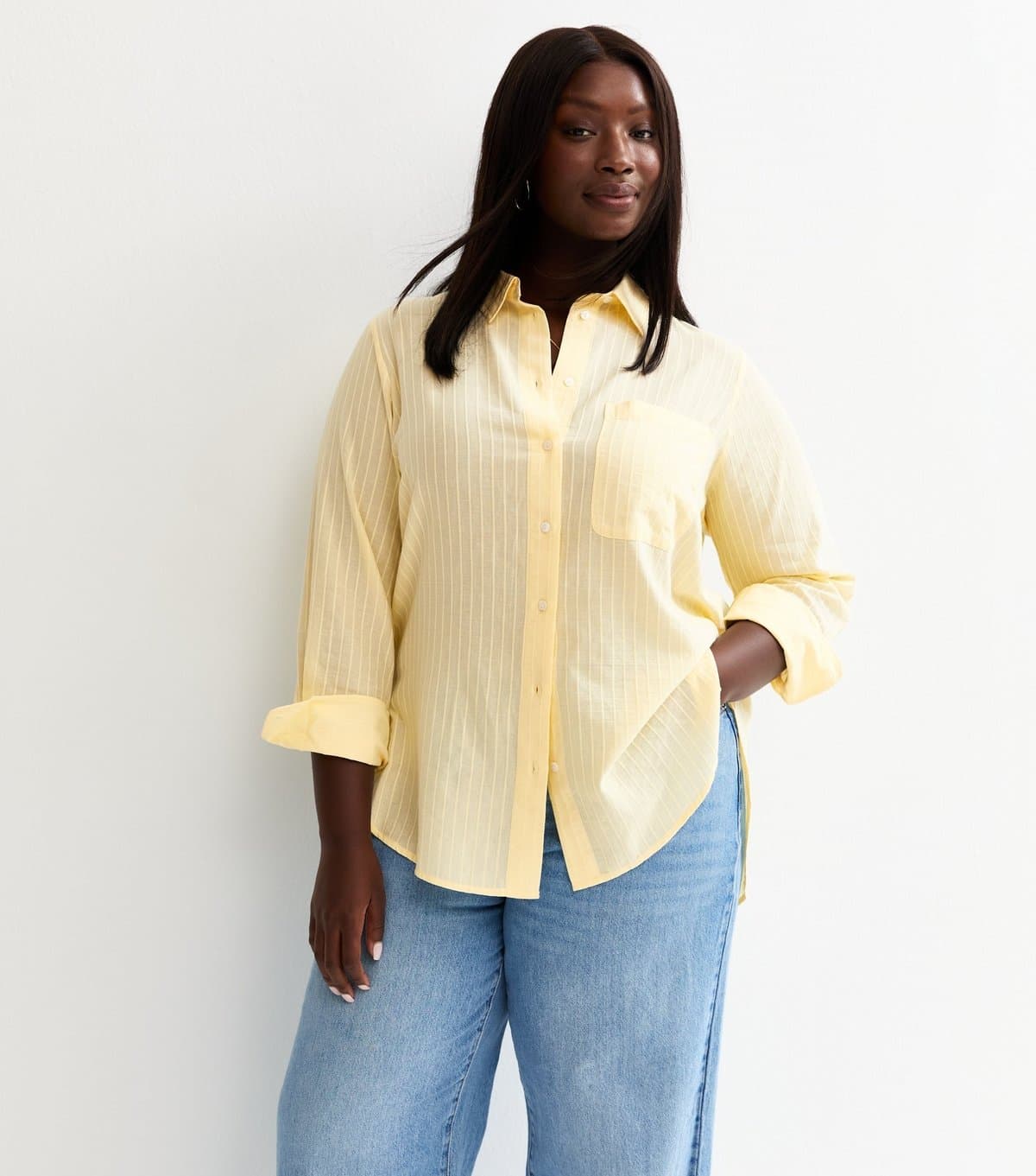 New Look New Look Yellow Cotton Striped Shirt for Women