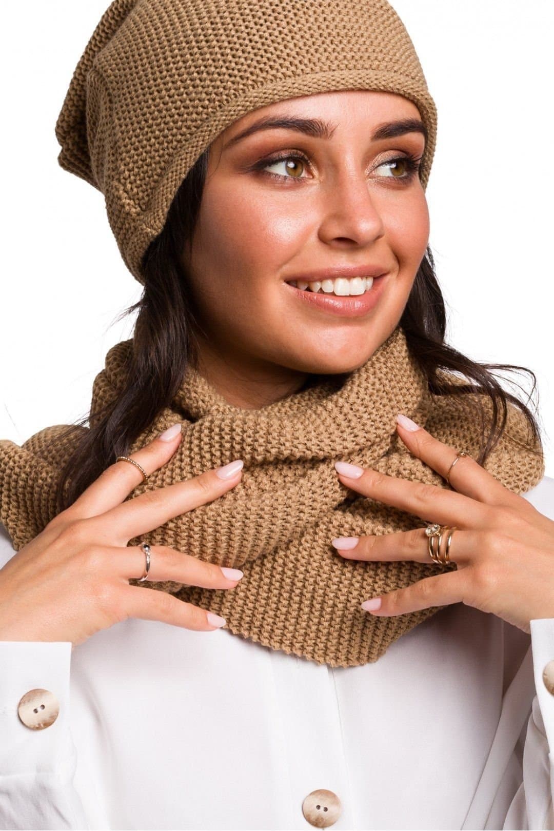 Love Lace Love Lace Women's Soft Warm Infinity Scarf Snood Chimney Wrap Twice Around Neck in Beige
