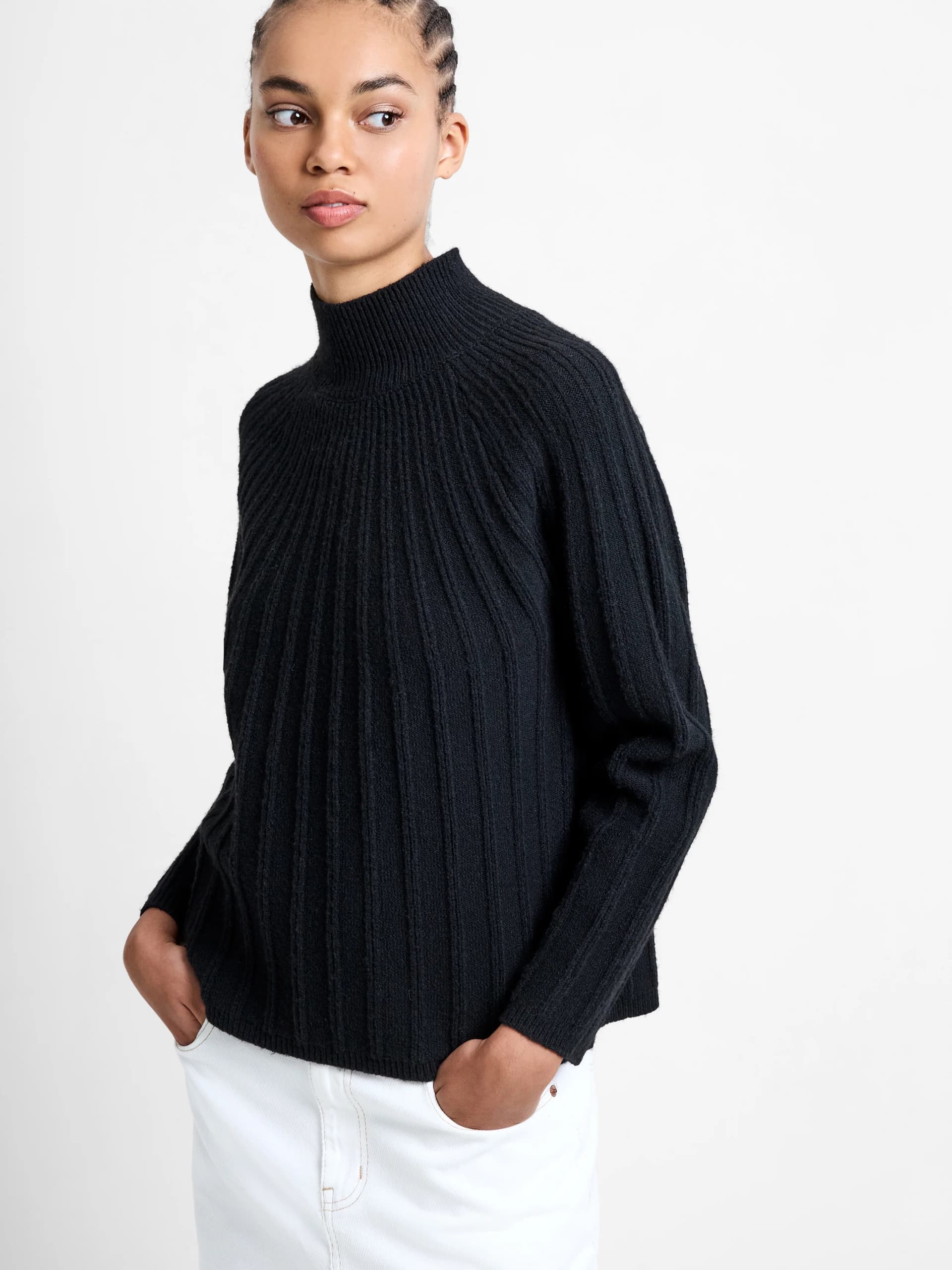 French Connection Kezia Recycled Mock Rib Jumper Black