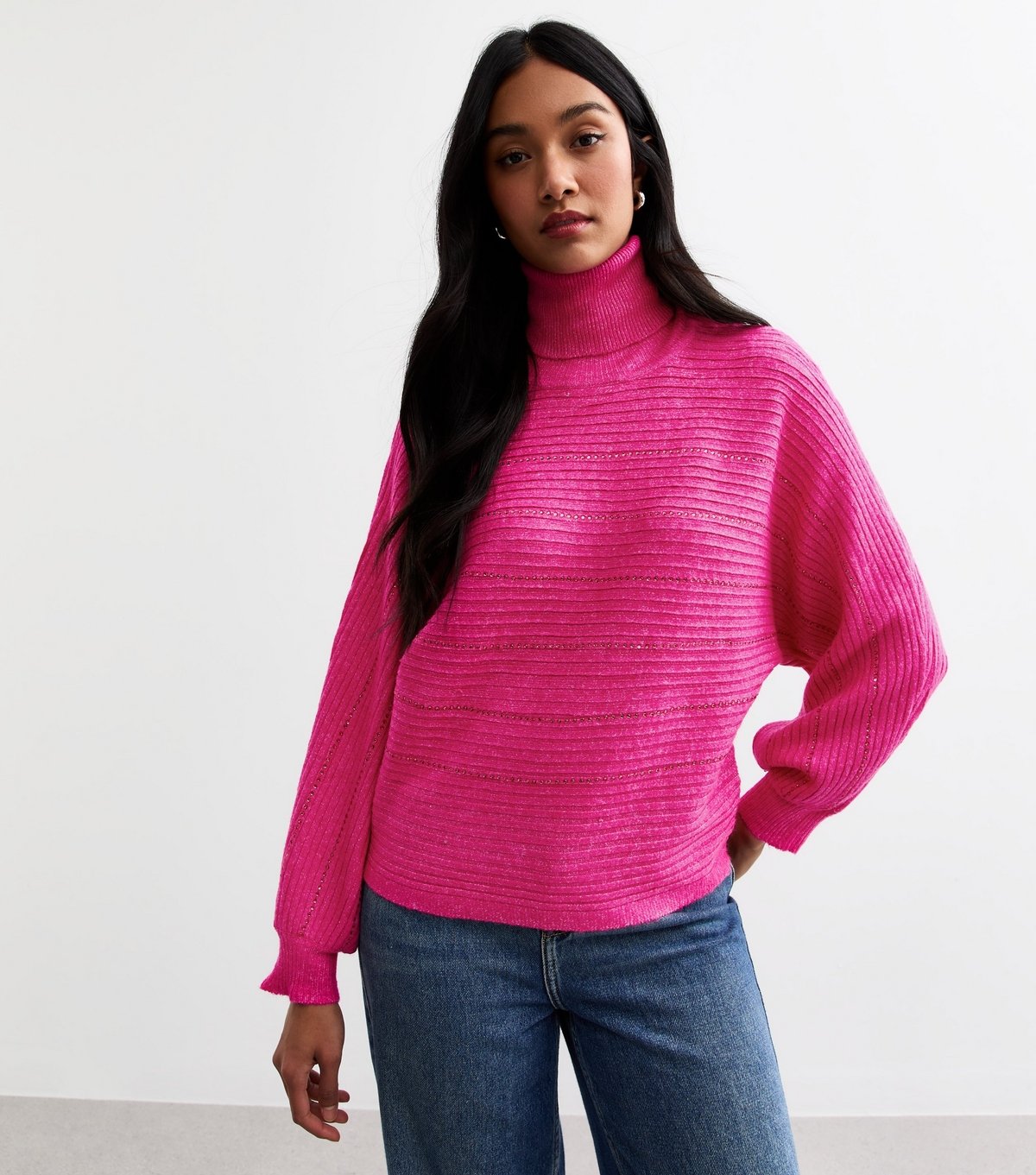 Sunshine Soul Women's Deep Pink Gem Stripe Knitted Jumper Sunshine Soul New Look - 2