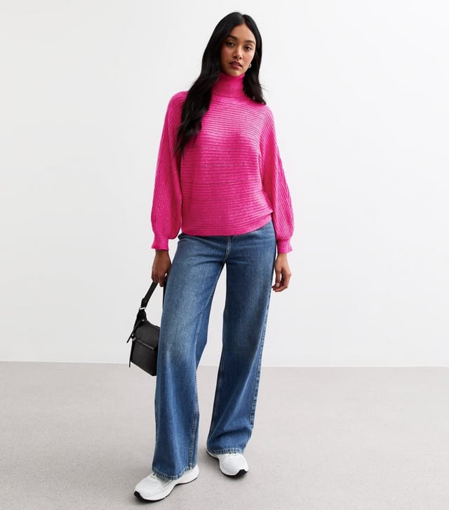 Sunshine Soul Women's Deep Pink Gem Stripe Knitted Jumper Sunshine Soul New Look - 3
