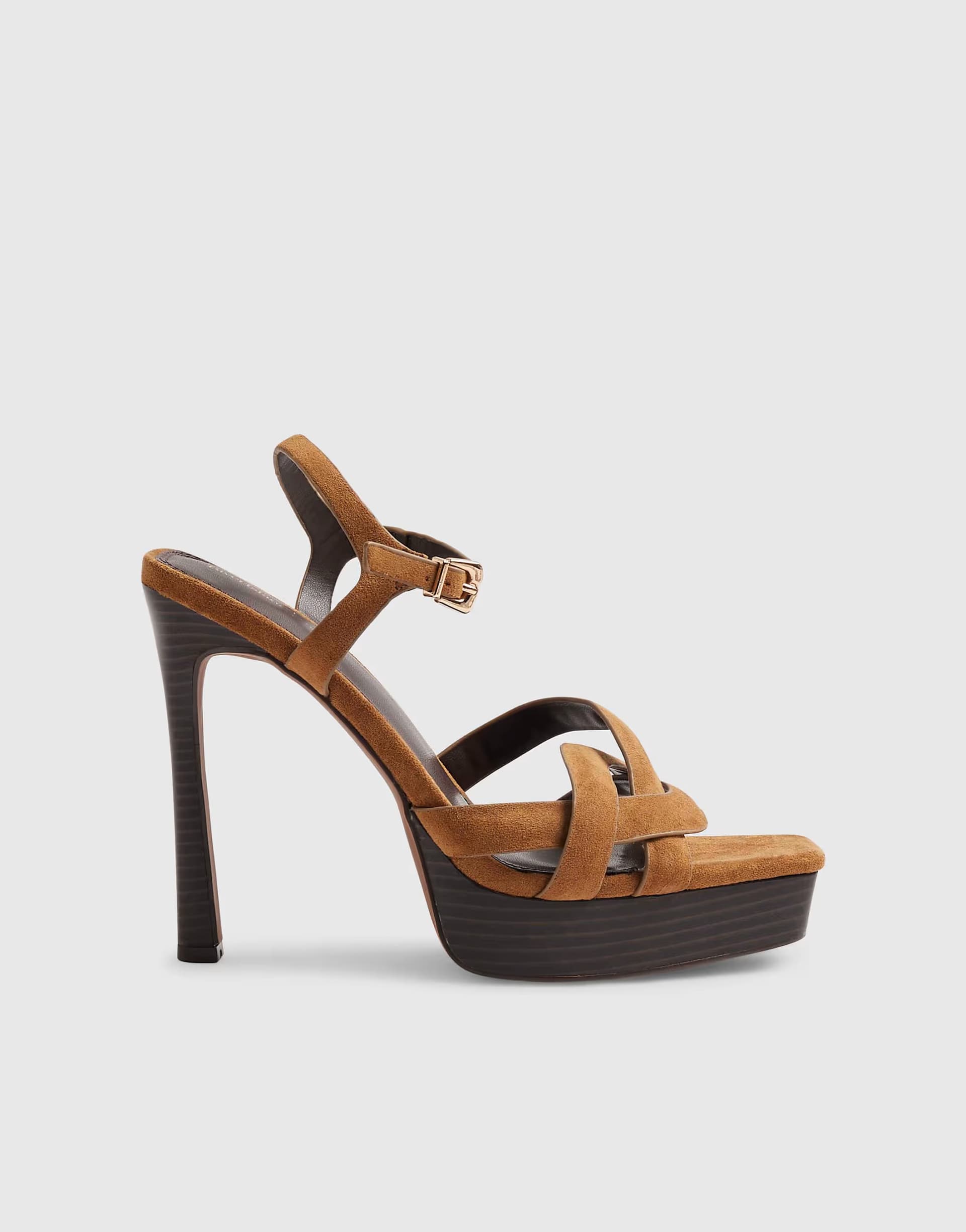 ASOS River Island Faux suede twisted heeled sandals in tan