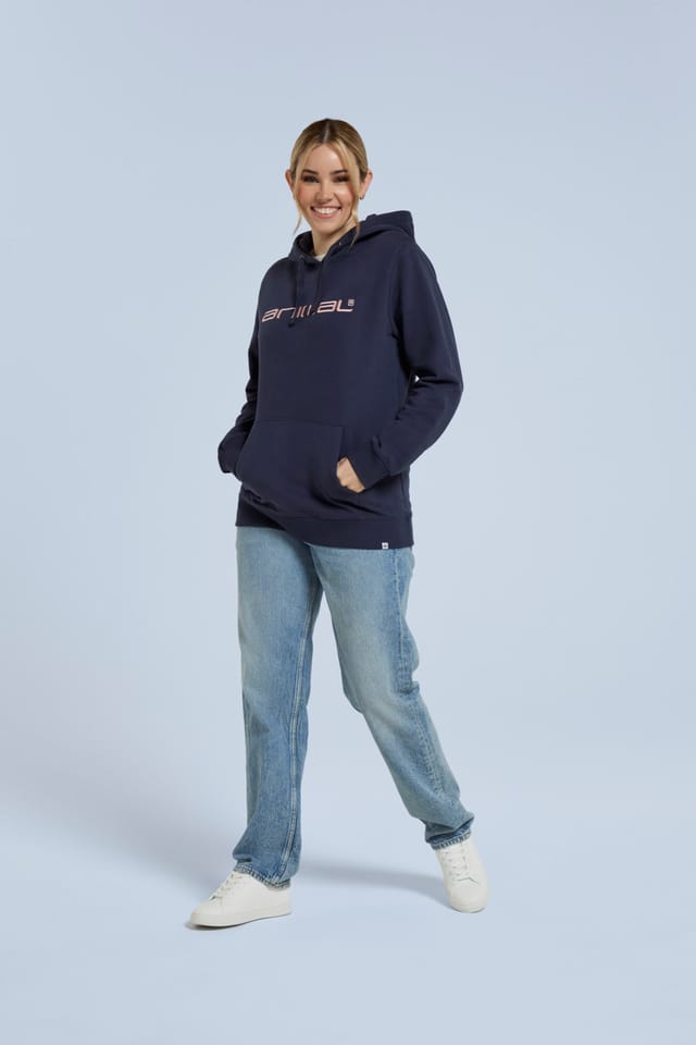 Animal Animal Women's Maya Hoodie Sweatshirt Gym Training Cotton Pullover in Navy - 3