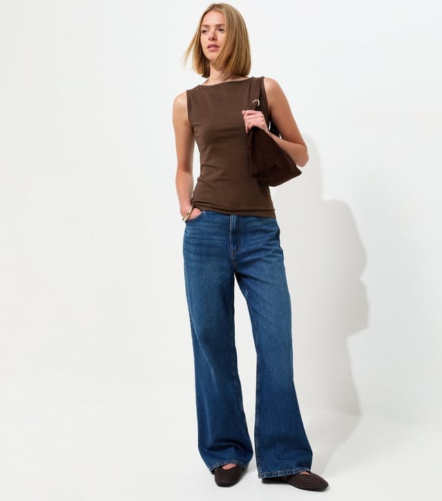 New Look Women's Dark Brown Cotton Rich Slash Neck Vest Top New Look - 3
