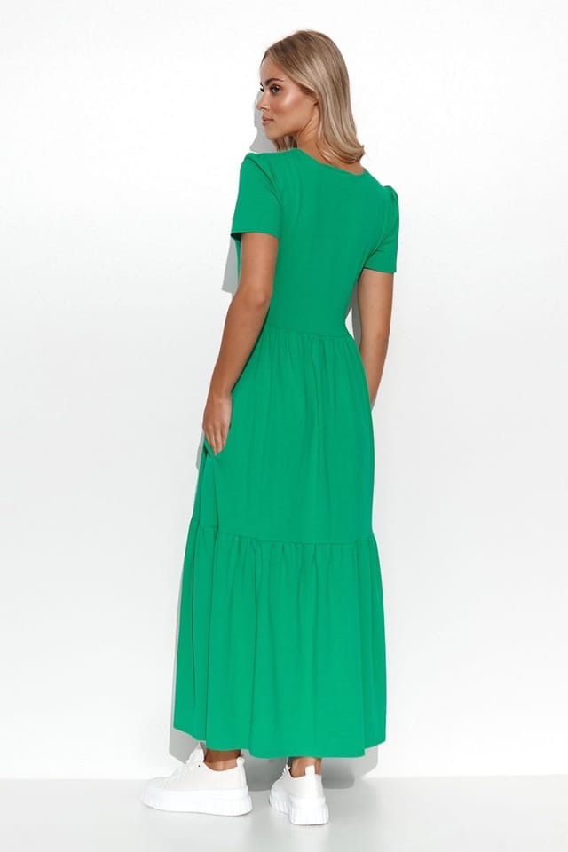 Love Lace Love Lace Women's Classic Knit Maxi Dress with Romantic Ruffles in Green - 2