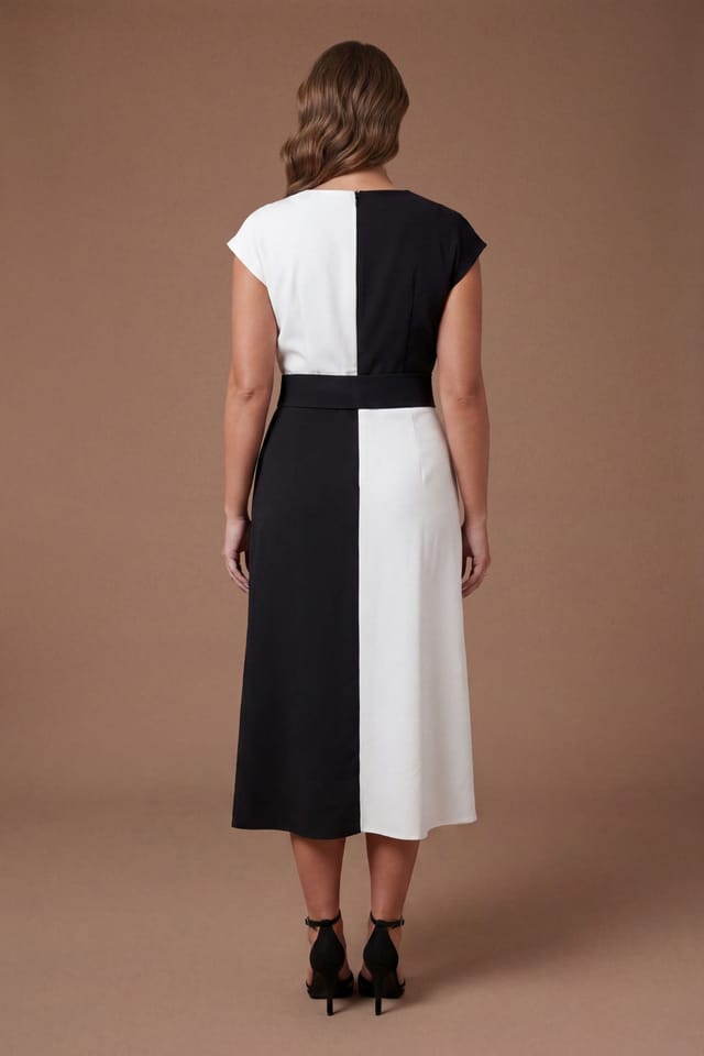 Coast Coast Women's Plus Belted Crepe Mono Midi Dress - 2