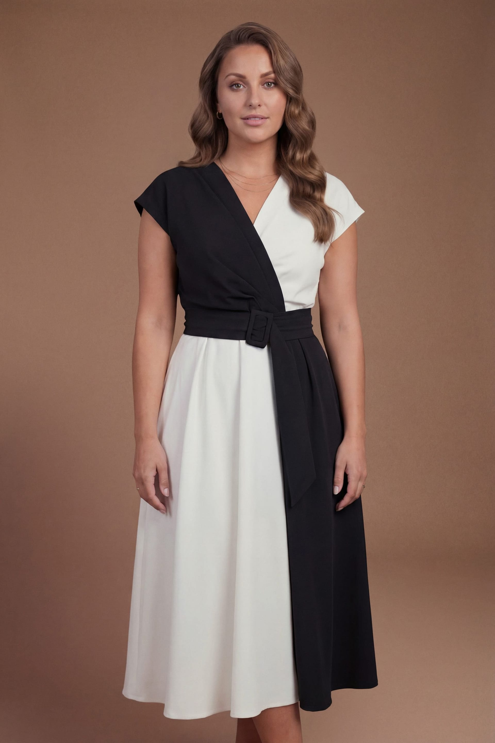 Coast Coast Women's Plus Belted Crepe Mono Midi Dress - 4