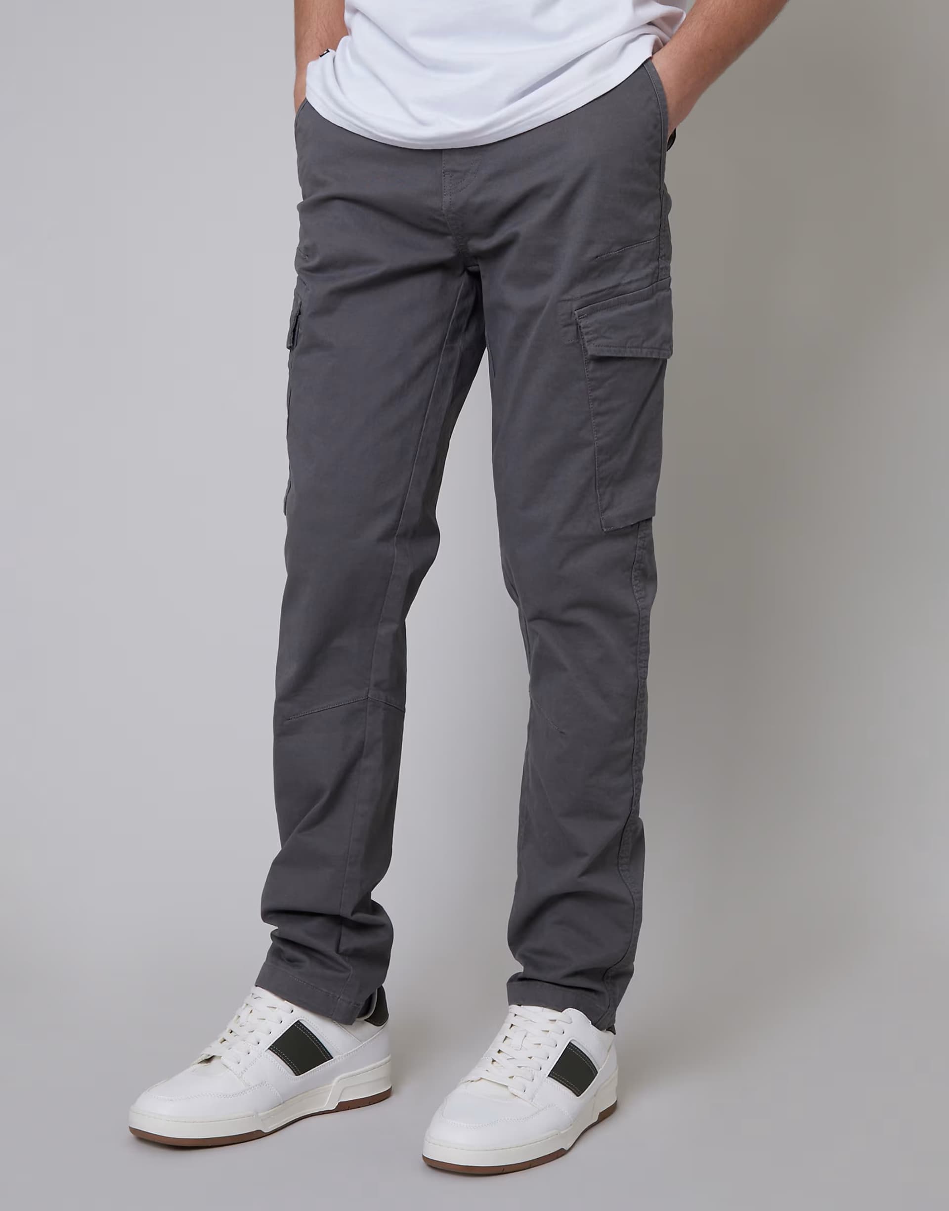 ASOS Threadbare Cotton cargo trousers with stretch in grey