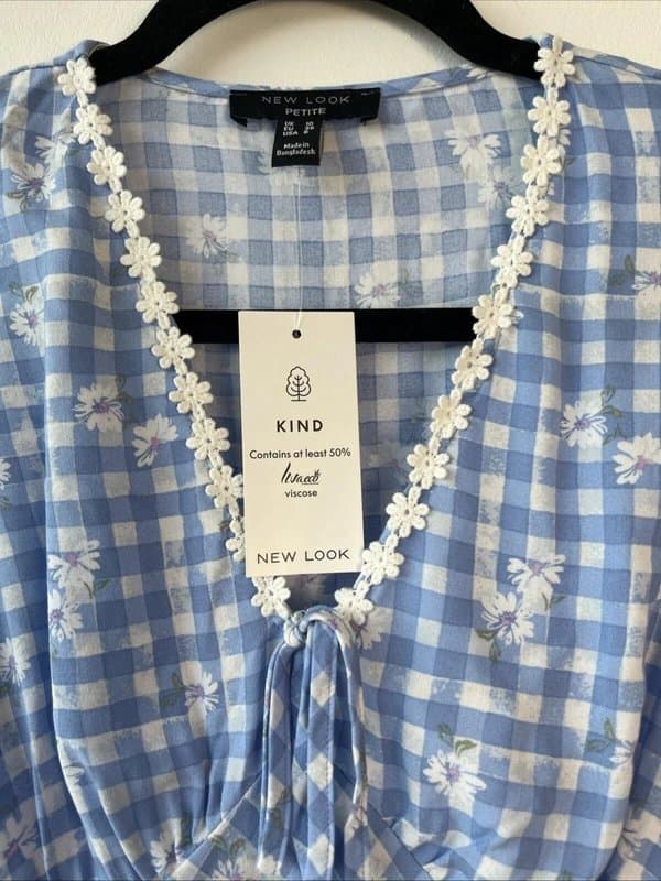 New Look New look - floral checked dress - size 10 - blue