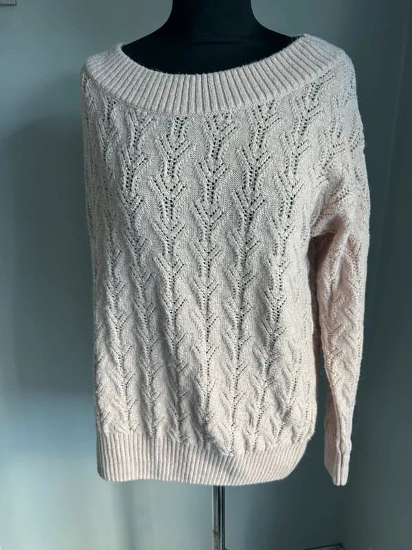 Next Next pink metallic chunky knit jumper M oversized (ref v86)